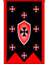 Black-red Medieval Banner with Templar Crosses
