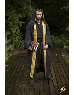 Wizard robe with hood, black-gold