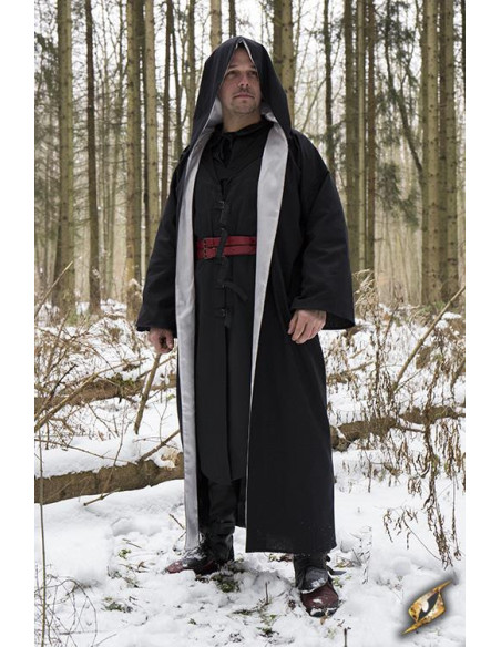 Hooded Wizard Robe, black-silver