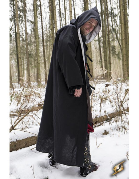 Hooded Wizard Robe, black-silver