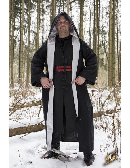 Hooded Wizard Robe, black-silver