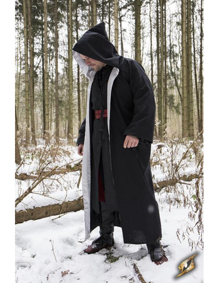 Hooded Wizard Robe, black-silver