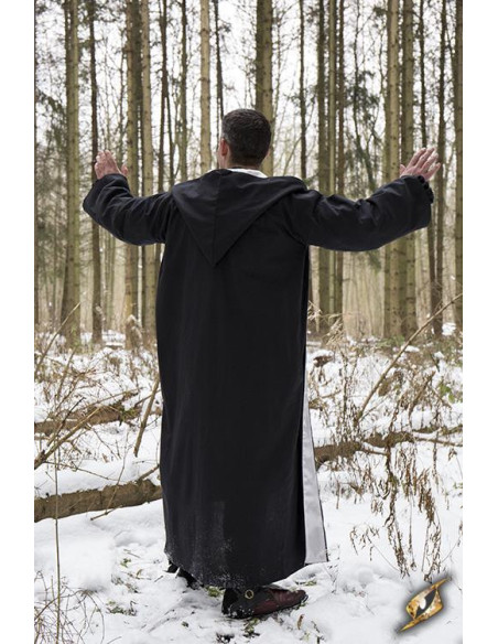 Hooded Wizard Robe, black-silver