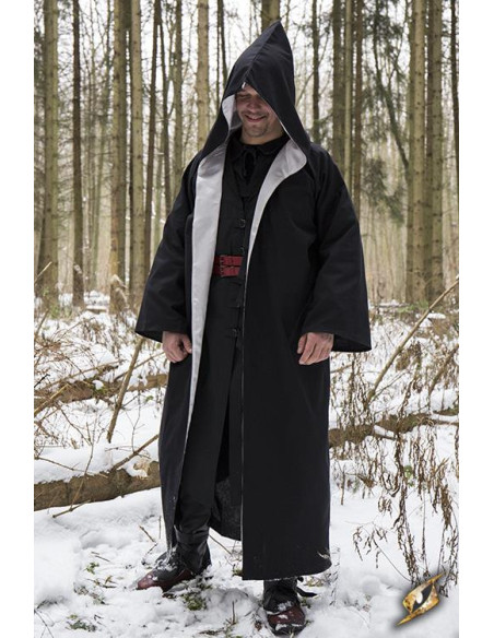 Hooded Wizard Robe, black-silver