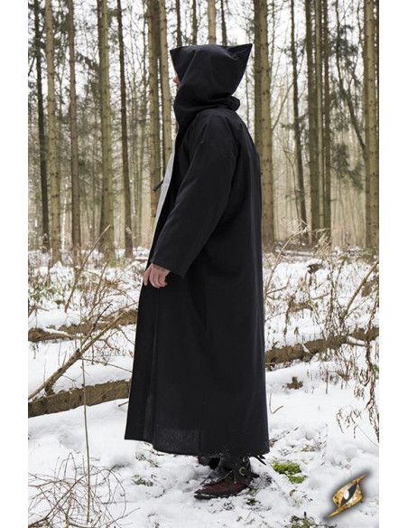 Hooded Wizard Robe, black-silver