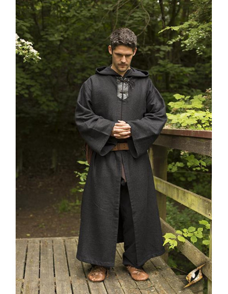 Black medieval robe of Benedictine monk Black medieval robe of Benedictine monk