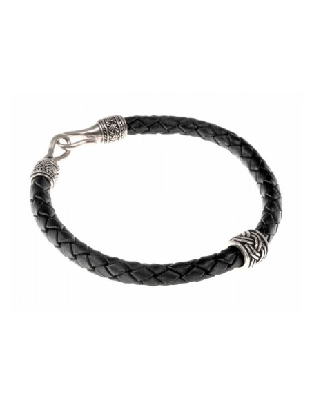 Viking braided bracelet with silver...