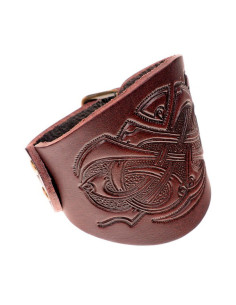 Celtic-Viking bracelet in embossed leather 2