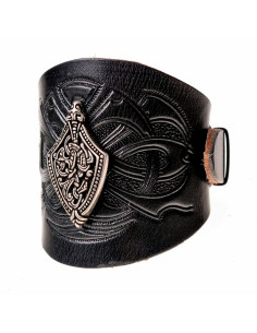 Viking Harald bracelet with reliefs in leather
