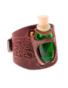 Embossed leather bracelet with bottle of magic potion