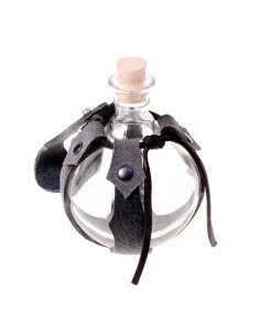 Glass bottle with leather baldric for your magic potions 2