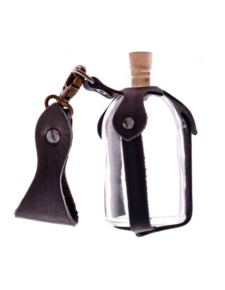 Glass bottle with baldric for magic...
