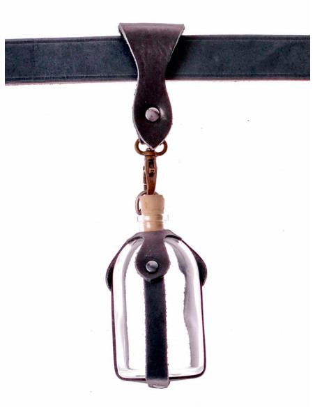 Glass bottle with baldric for magic...