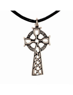 Celtic Cross pendant with black leather strap