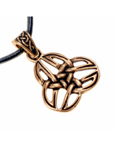 Celtic Triquetra spiral pendant with black leather strap 2