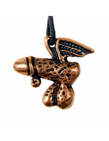 Medieval pendant and winged phallic...