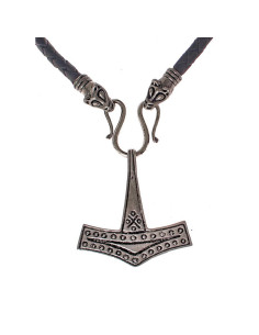 Viking leather necklace with the Mjölnir of Bornholm