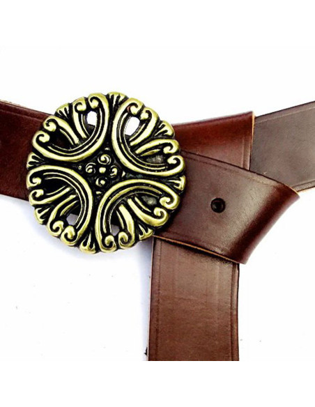 Long medieval leather belt with...
