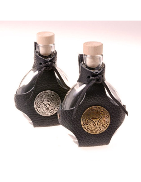 Glass bottle with baldric for...