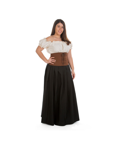 High medieval corset in dark brown color