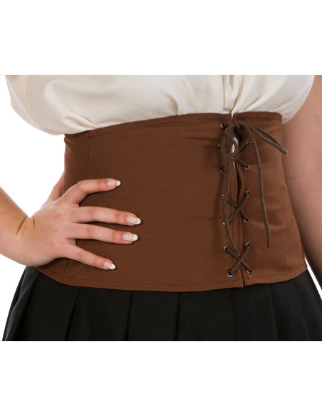 High medieval corset in dark brown color