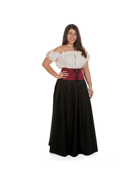Low medieval corset in maroon color
