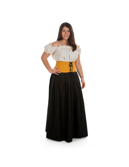 Low medieval corset in mustard color