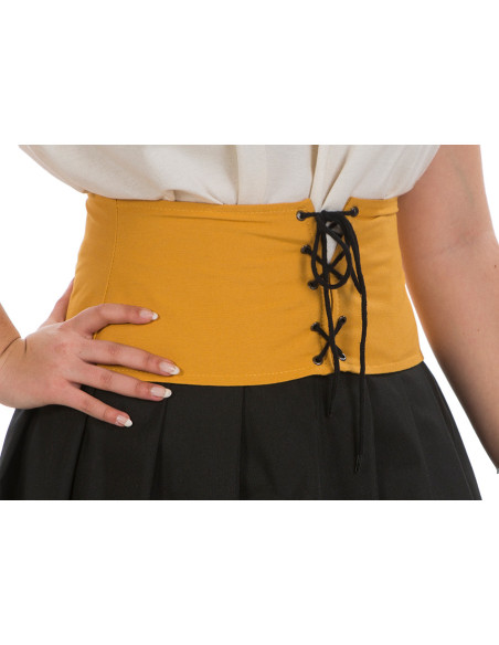 Low medieval corset in mustard color
