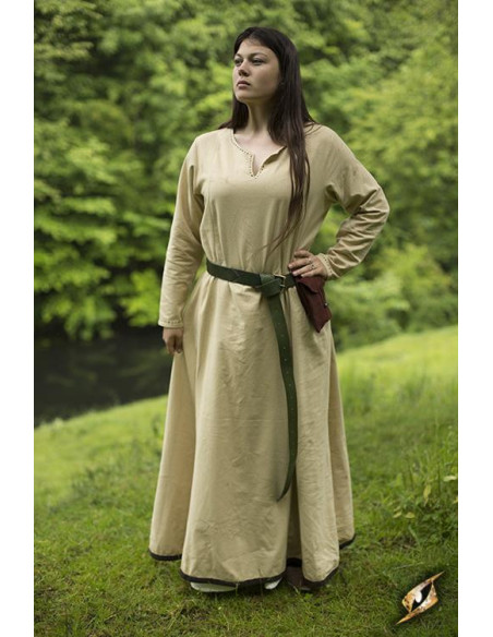 Beige long-sleeved medieval tunic for...