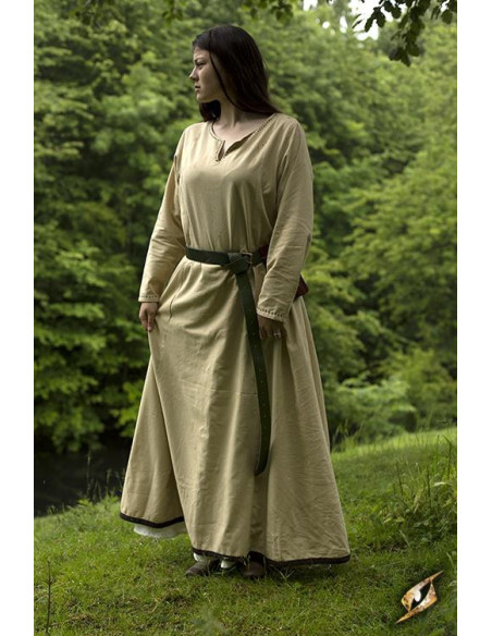 Beige long-sleeved medieval tunic for...