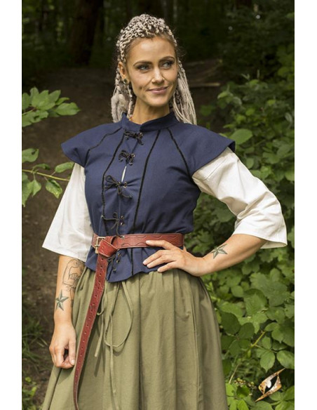 Medieval vest woman Tristan in blue