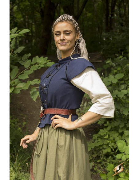 Medieval vest woman Tristan in blue