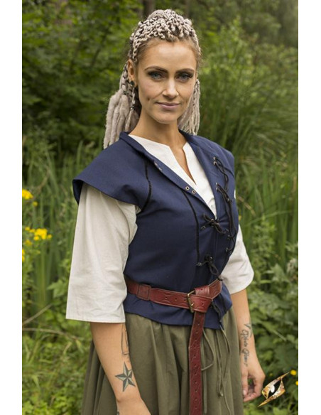 Medieval vest woman Tristan in blue