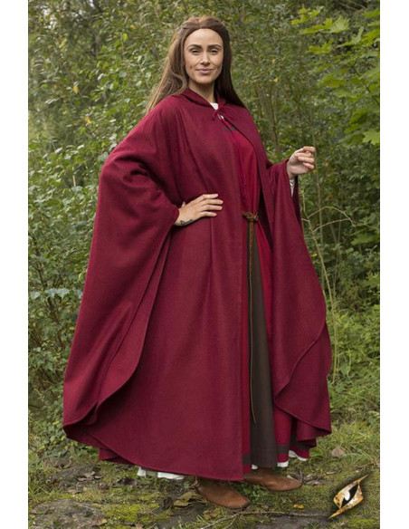 Dark red Godfrey medieval cape in wool