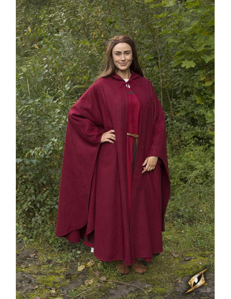 Dark red Godfrey medieval cape in wool