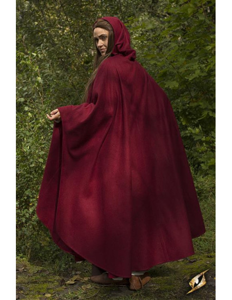 Dark red Godfrey medieval cape in wool