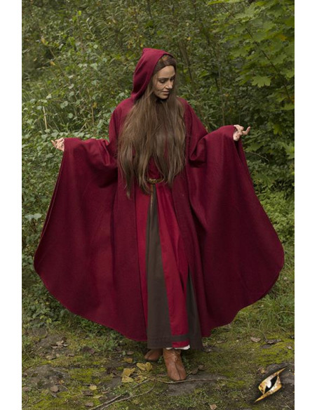 Dark red Godfrey medieval cape in wool
