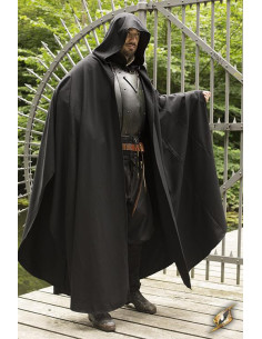 Medieval black Godfrey cape in wool 2