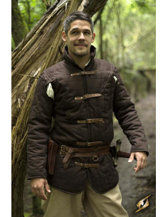 Dark brown padded medieval gambeson