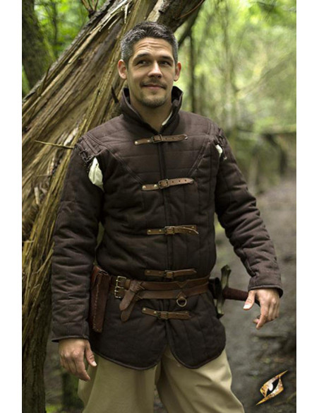 Dark brown padded medieval gambeson