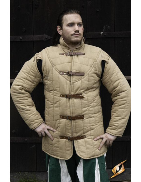 Medieval beige quilted gambeson