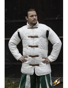 Medieval quilted natural white gambeson