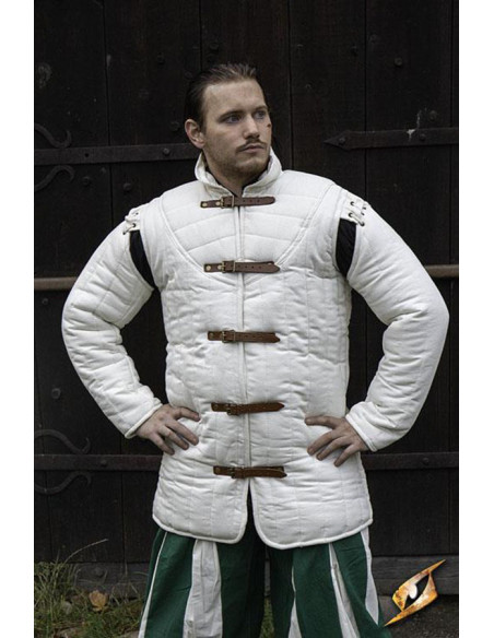 Medieval quilted natural white gambeson