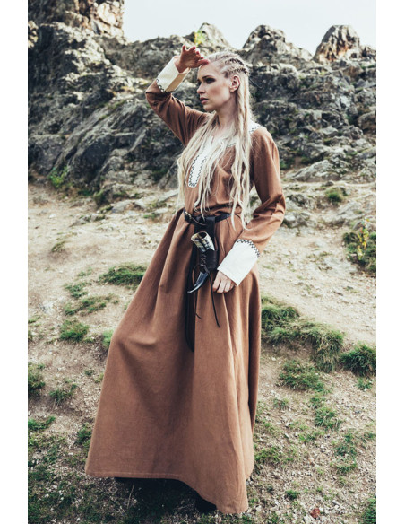 Long Viking dress Freya, sand color