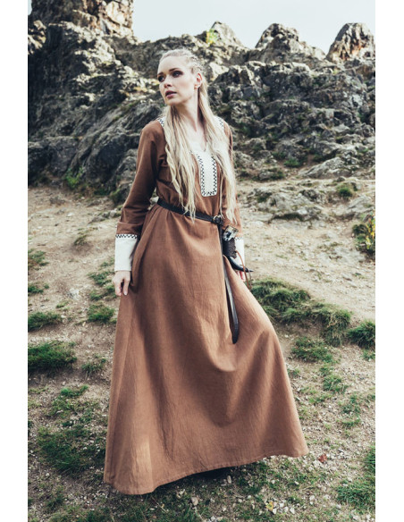 Long Viking dress Freya, sand color