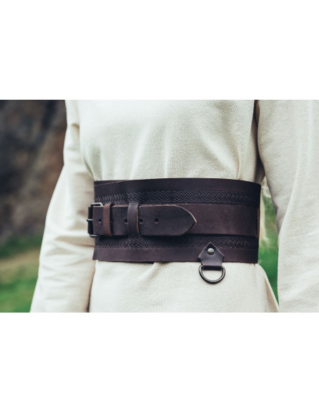 Viking leather belt Ingrid, dark brown