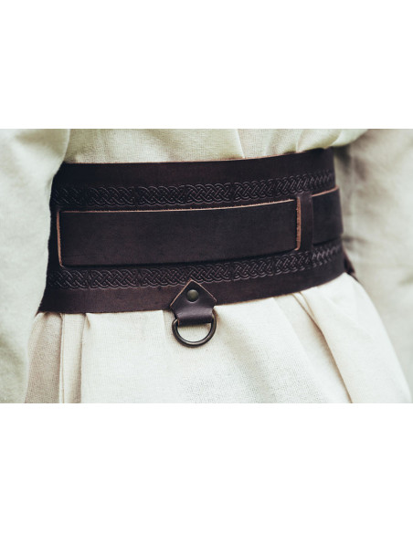 Viking leather belt Ingrid, dark brown