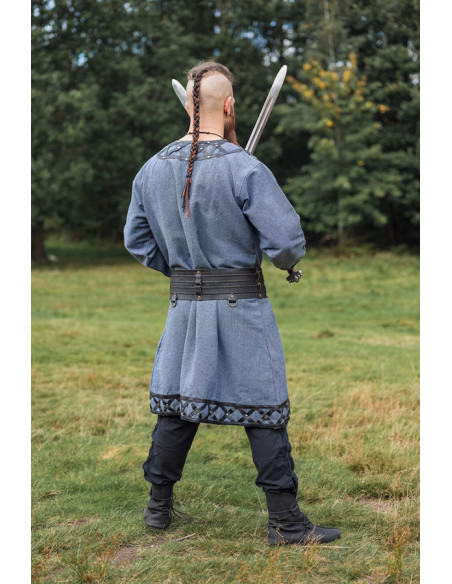 Decorated Viking tunic Erik, bluish gray