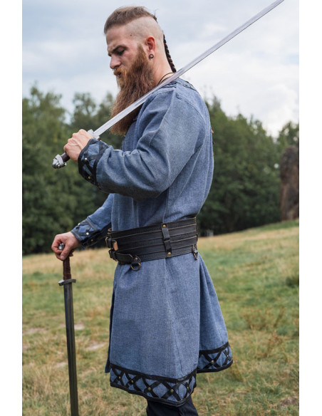 Decorated Viking tunic Erik, bluish gray