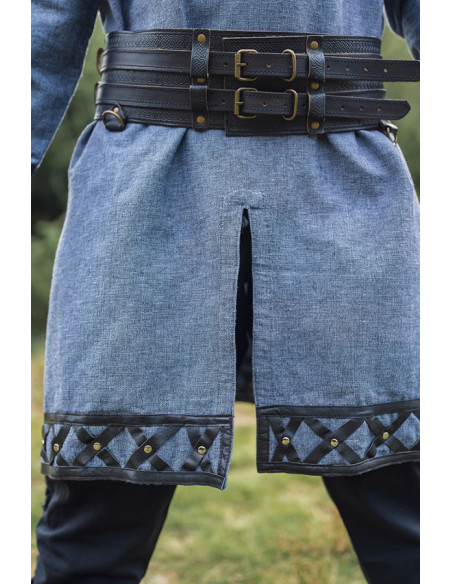 Decorated Viking tunic Erik, bluish gray